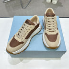 Suede Fabric Patchwork Triangle Logo Chunky Sole Sneakers S283410