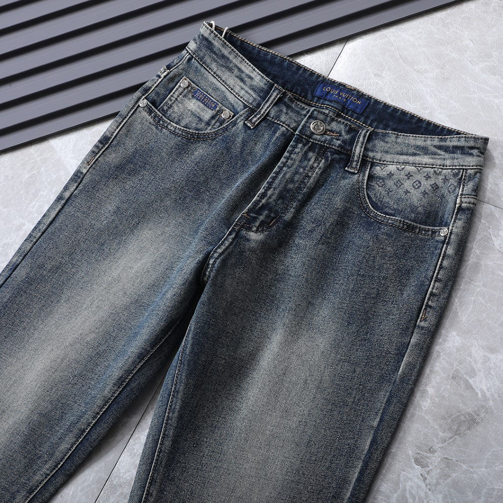Back Pocket Camouflage Printed Vintage Denim Jeans R260538