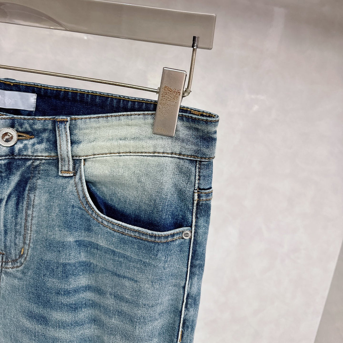 Light Vintage Wash Botanical Print Pocket Denim Jeans L260623