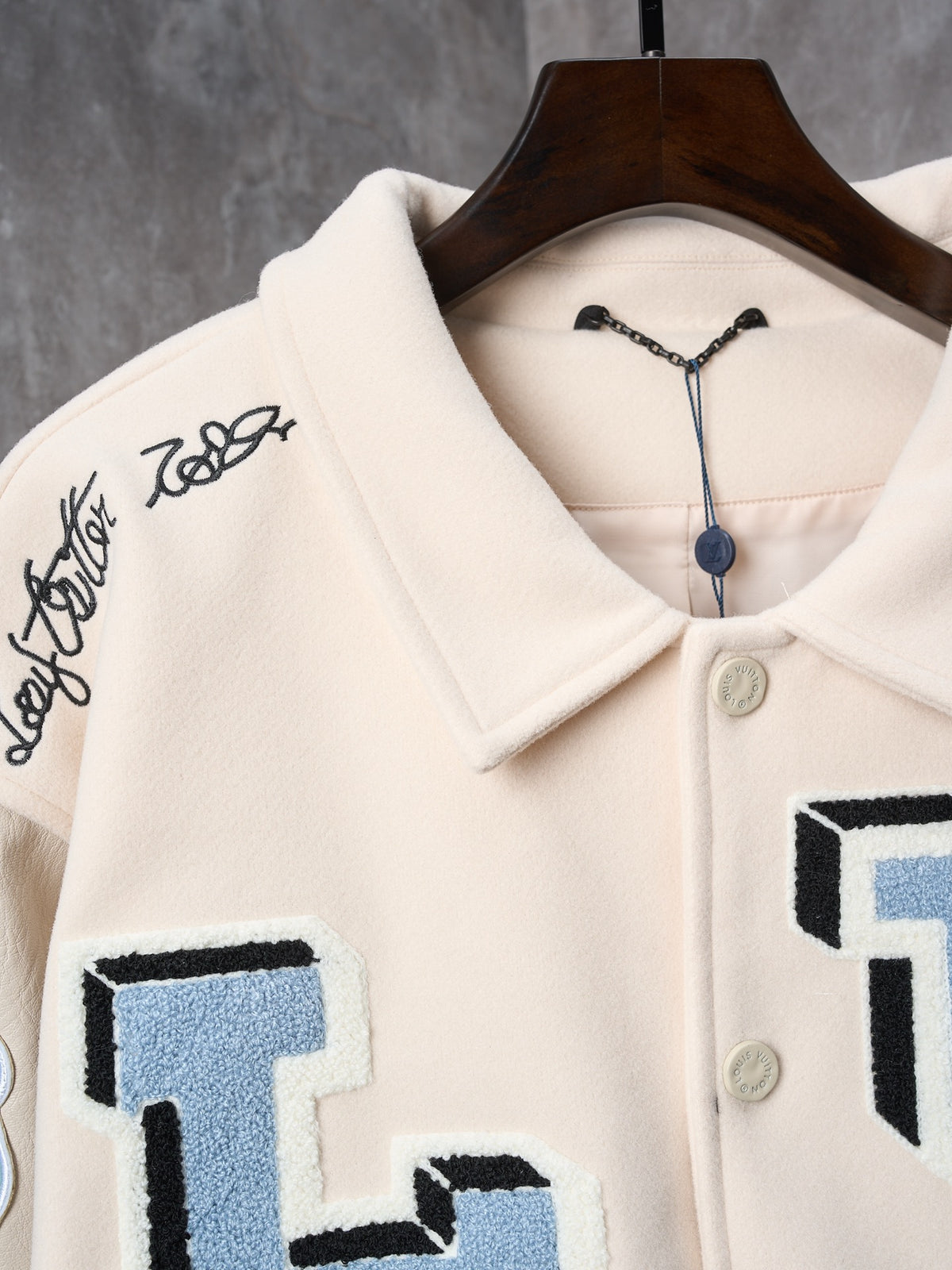 Men's Multi Patch Embroidered Collared Varsity Jacket YG500106