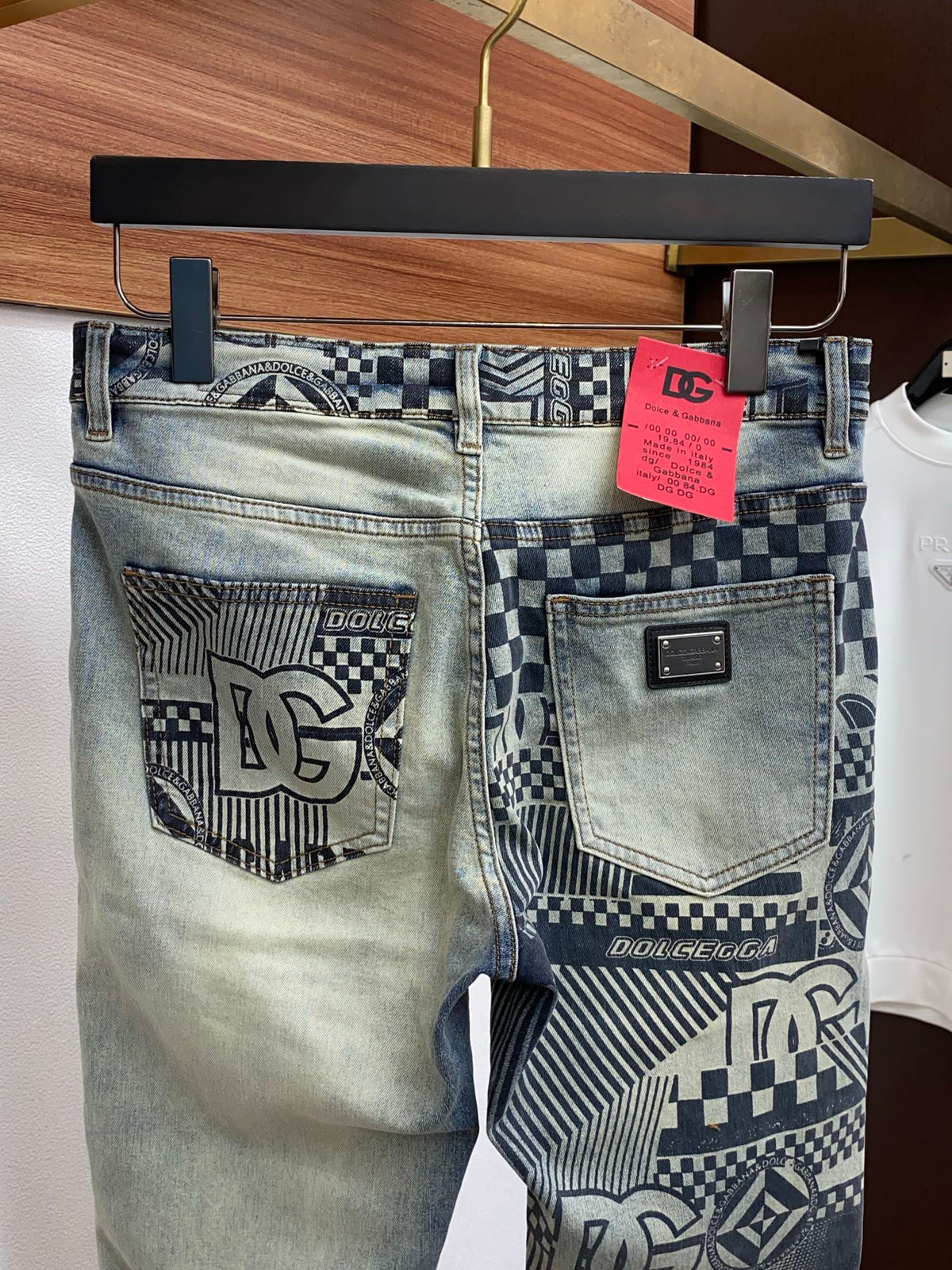 Vintage Fade Multi-Pattern Check Jeans E260939
