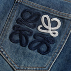 Knotted Embroidery Logo Straight Fit Denim Jeans NE210202