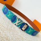 Color Block Checkered Print Interlocking Metal Buckle Belt E020805