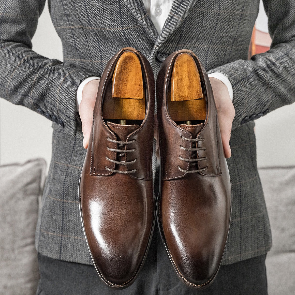 Men's Plain Toe Derby Dress Shoes P050514
