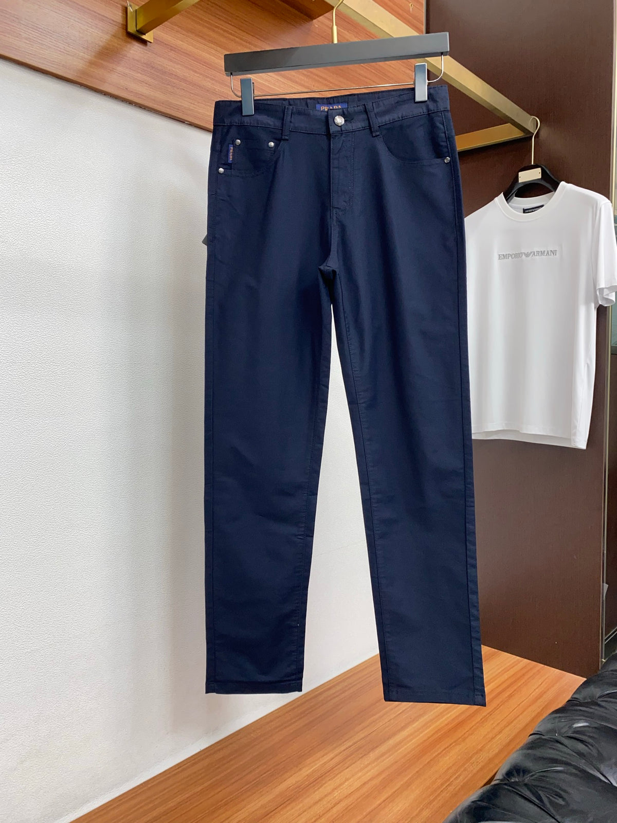 Triangle Leather Patch Back Pocket Trousers L260629