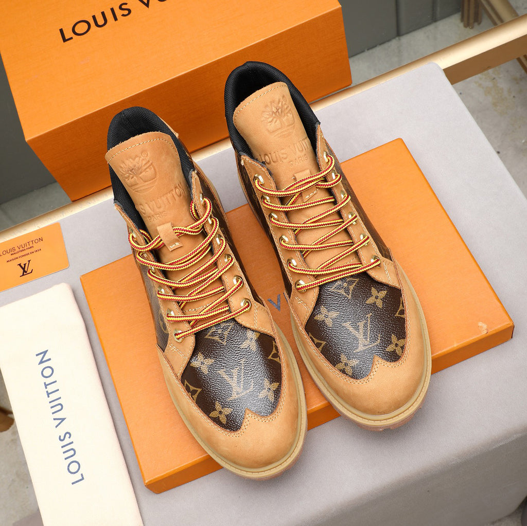 Men's Monogram Patchwork High Top Work Boots NE190119