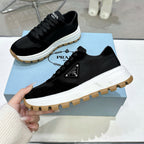 Suede Fabric Patchwork Triangle Logo Chunky Sole Sneakers S283410