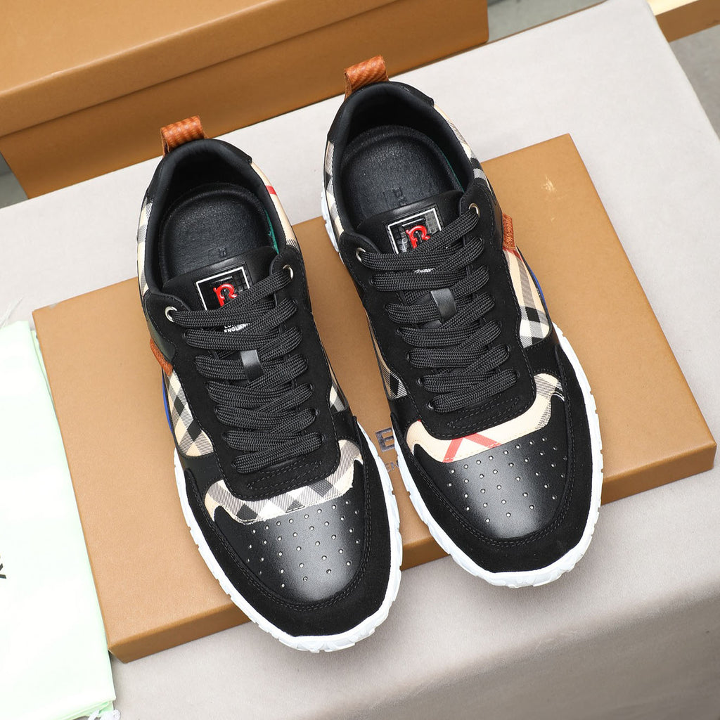 Men's Plaid Patchwork Chunky Sole Casual Sneakers NE190125