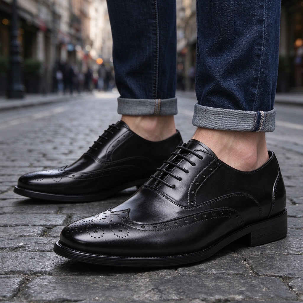 Full Brogue Wingtip Oxford Shoes Lace-Up Formal Dress Shoes Y101126