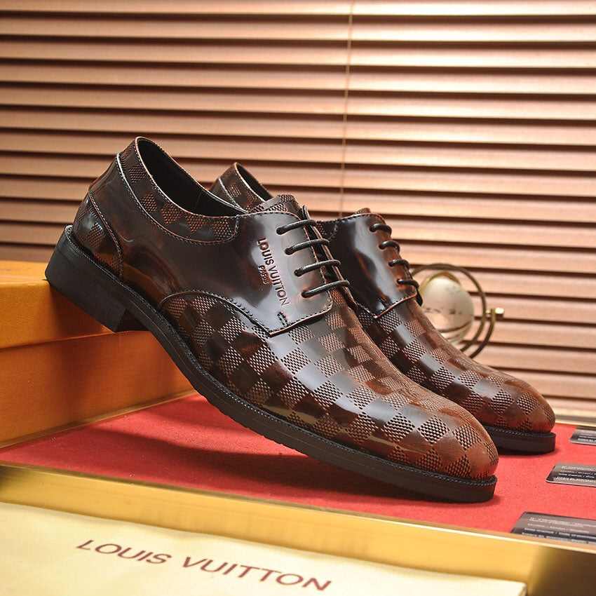 Embossed Grid Lace-up Formal Shoes S265503