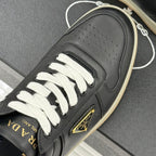 Triangle Badge Flat Lace-up Sneakers With Perforated Toe S265505