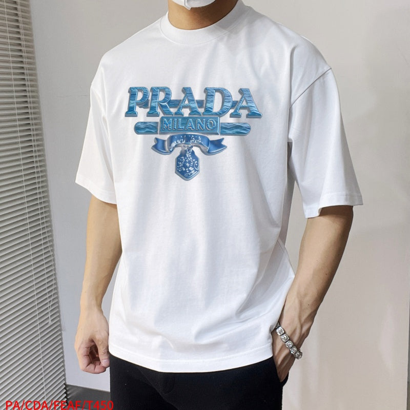 Men's 3D Letter Print Crew Neck Short Sleeve T-shirt NH9801