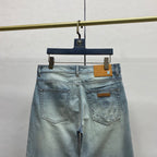 Faded Light Blue Embossed Monogram Slim Denim Jeans M260730