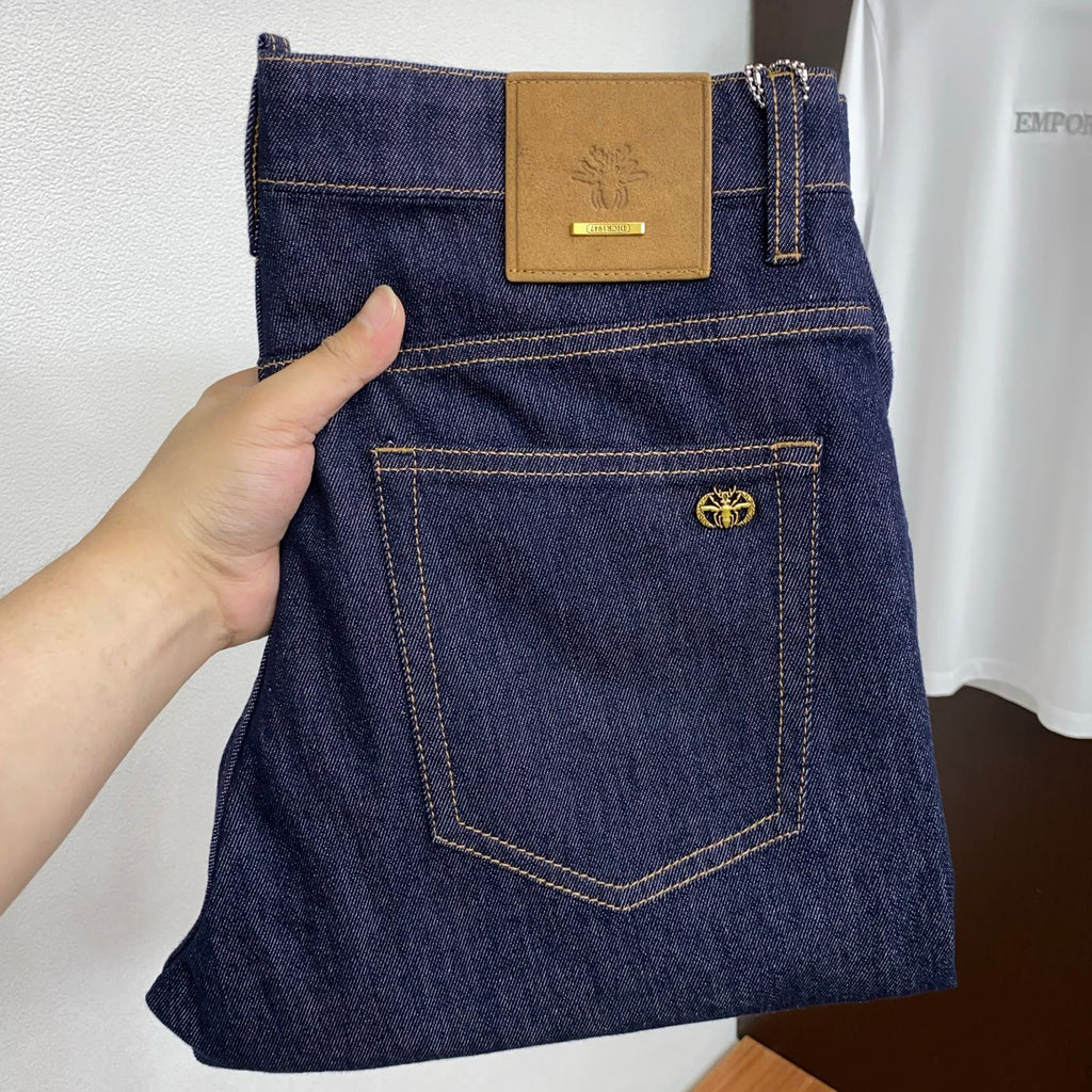 Raw Dark Indigo Mens Metal Badge Pocket Denim Trousers R260521