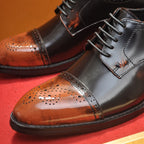Men's Patina Brogue Cap-Toe Lace-Up Oxford Dress Shoes NE190111