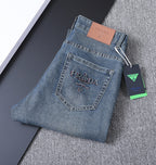 Letter Crest Embroidery Pocket Slim Fit Denim V260838