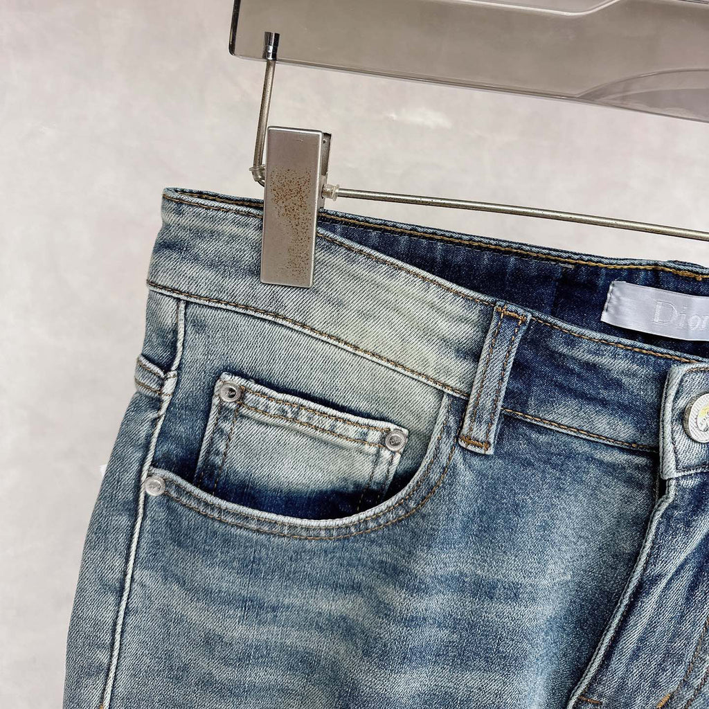 Light Vintage Wash Botanical Print Pocket Denim Jeans L260623