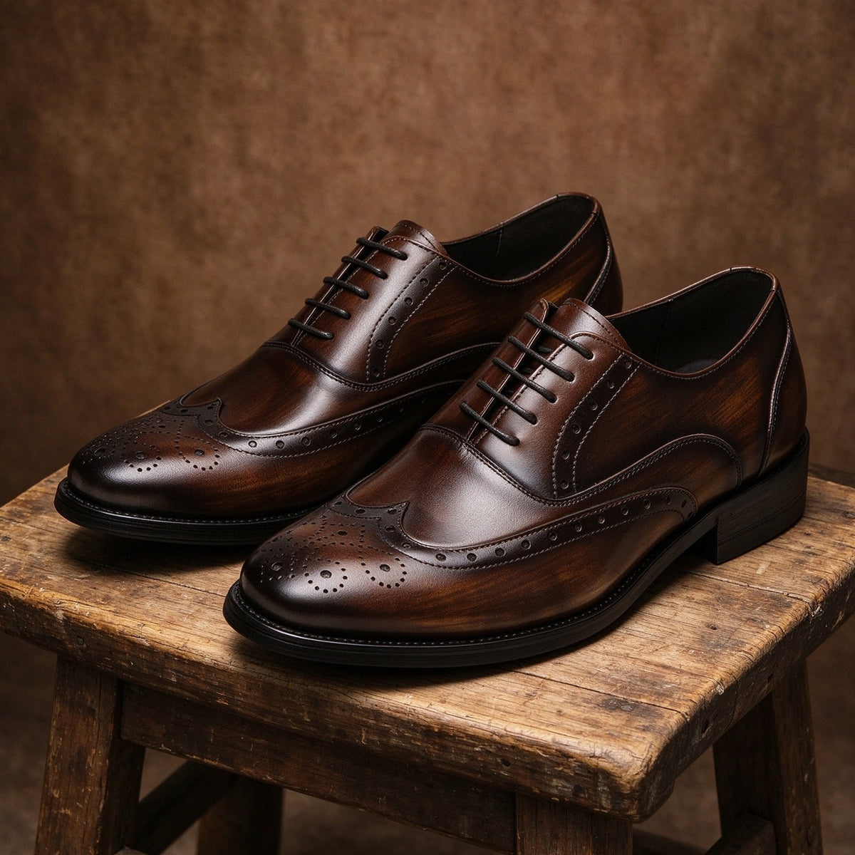 Full Brogue Wingtip Oxford Shoes Lace-Up Formal Dress Shoes Y101126