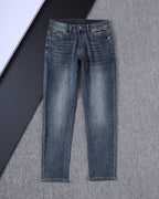 Vintage Embossed Emblem Slim Denim V260822