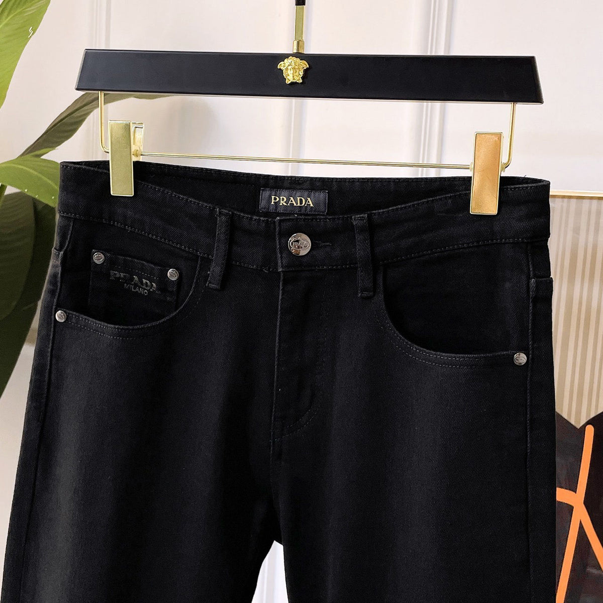 Black Triangle Logo Slim Denim Jeans C261002