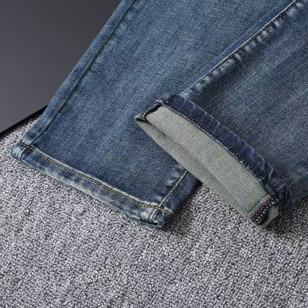 Vintage Blue Printed Mens Jeans E260925