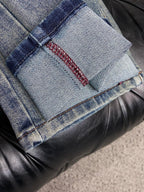 Vintage Faded Wash Mens Circular Motif Embroidered Pocket Denim Trousers R260529