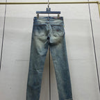 Light Wash Embossed Letter Embroidery Denim Jeans L260636