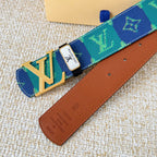 Color Block Checkered Print Interlocking Metal Buckle Belt E020805