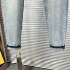 Light Blue Faded Wash Mens Embroidered Pocket Denim Trousers R260516