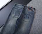 Multi-Color Embroidered Motif Pocket Slim Fit Denim V260827