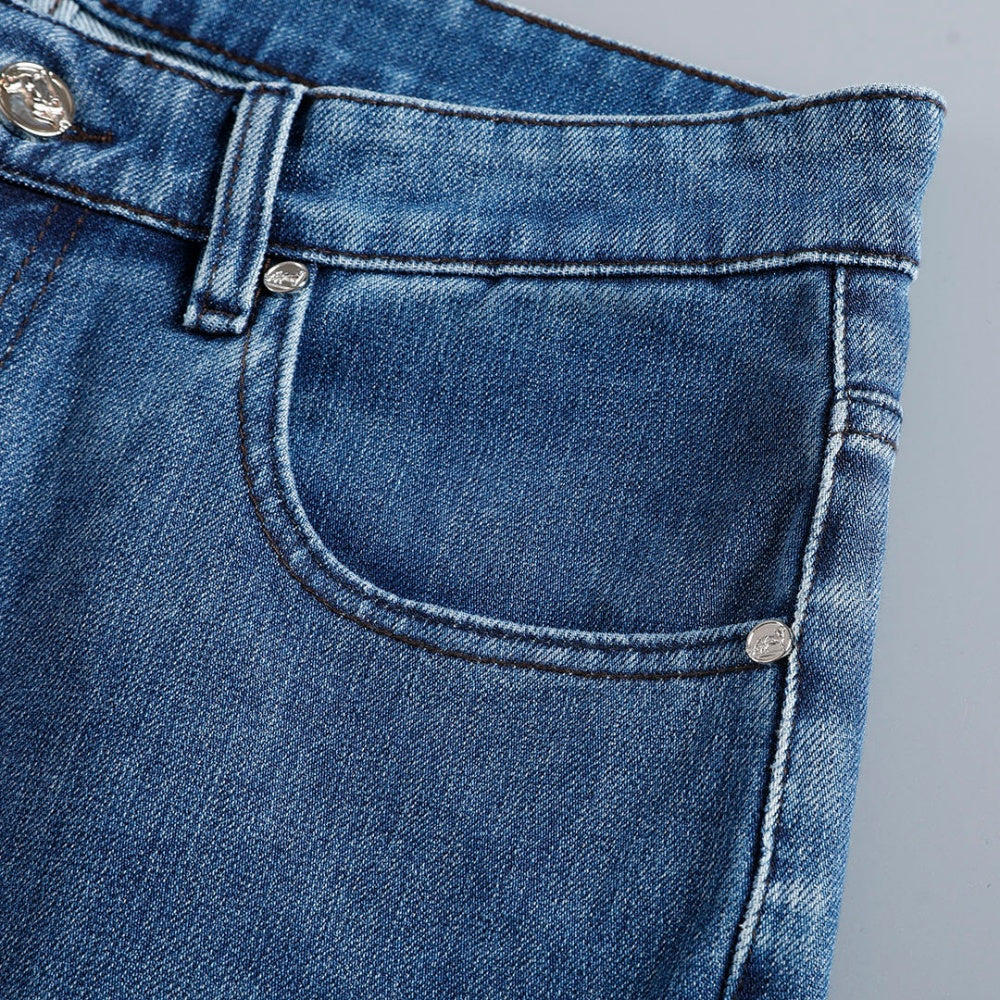 Embroidered Logo Straight Fit Denim Jeans NE210201