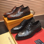 Embossed Grid Lace-up Formal Shoes S265503