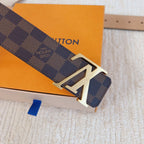 Checkered & Vintage Print Metal Buckle Belt E020802