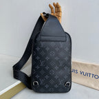 Printed Fabric Metal Logo Vertical Chest Sling Bag B101009