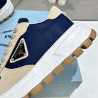 Suede Fabric Patchwork Triangle Logo Chunky Sole Sneakers S283410