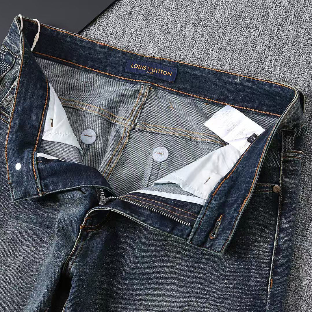 Vintage Blue Check Monogram Mens Jeans E260933
