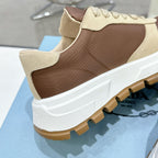 Suede Fabric Patchwork Triangle Logo Chunky Sole Sneakers S283410