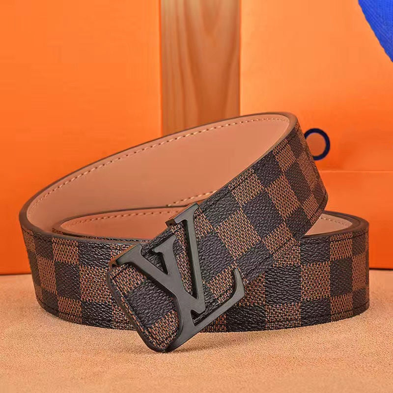 Checkered & Vintage Print Metal Buckle Belt E020802