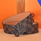 Checkered & Vintage Print Metal Buckle Belt E020802
