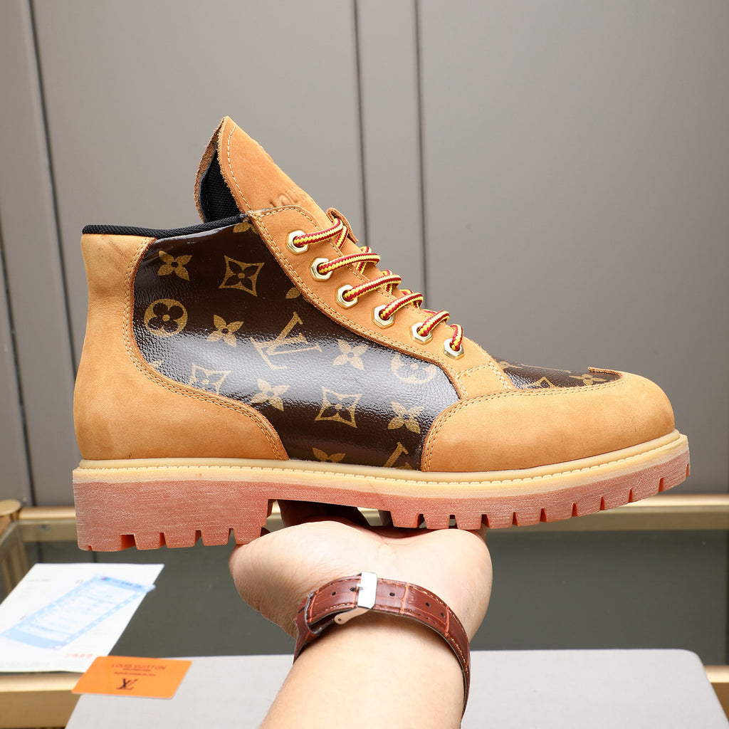 Men's Monogram Patchwork High Top Work Boots NE190119