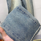 Light Wash Embossed Letter Embroidery Denim Jeans L260636