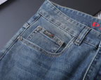 Letter Crest Embroidery Pocket Slim Fit Denim V260838