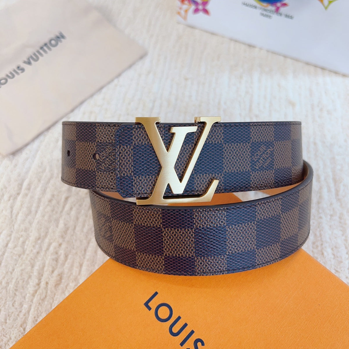 Checkered & Vintage Print Metal Buckle Belt E020802