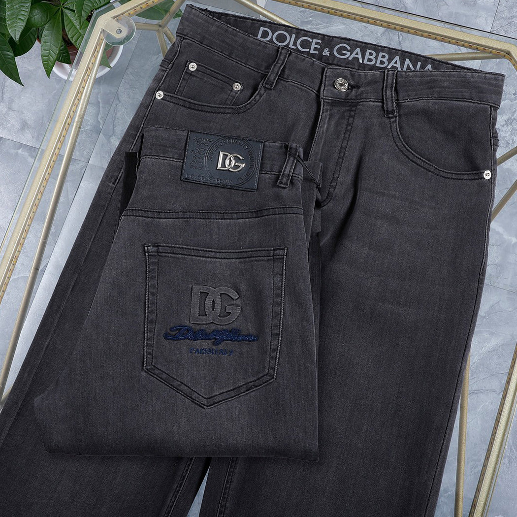 Dark Wash Grey Multi-Style Embroidery Denim Jeans L260604