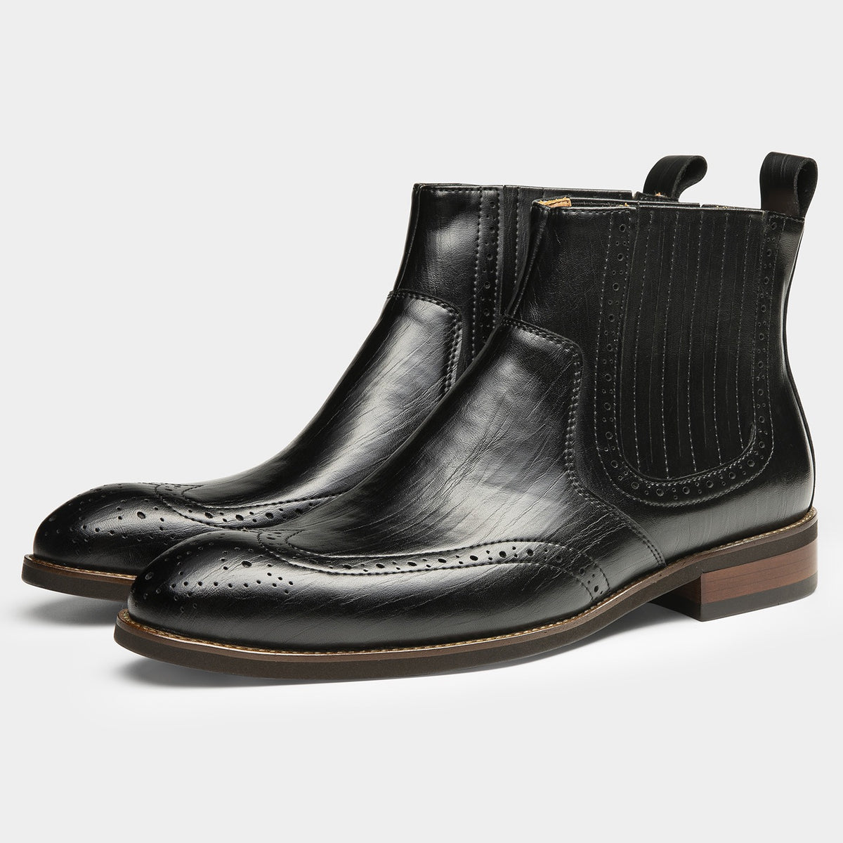 Brogue Chelsea Boots Elastic Side Ankle Dress Boots Y101117