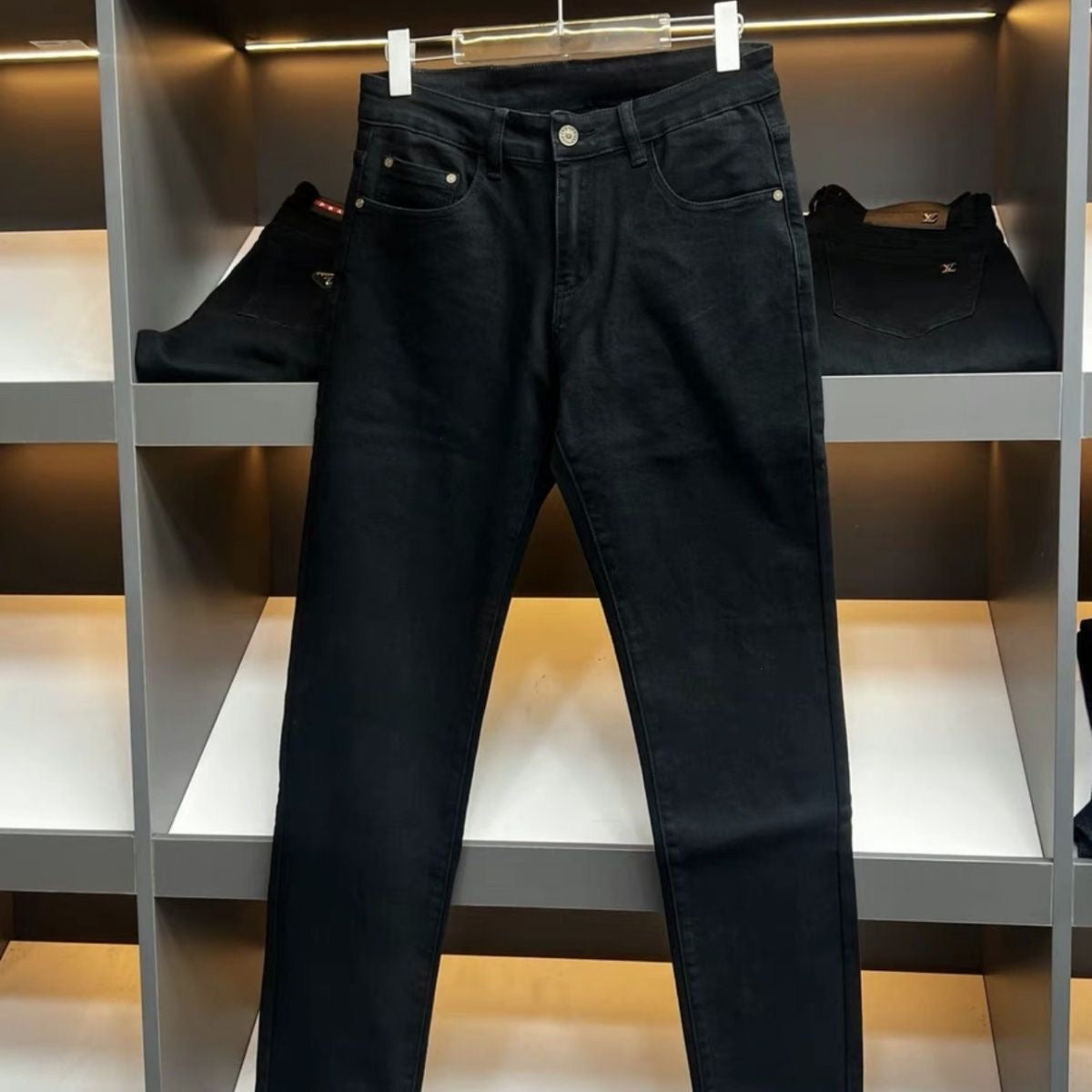 Black Antique Brass Double G Slim Jeans C261026