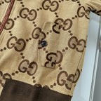 Full Monogram Stand Collar Zip Jacket Retro Pattern Bomber Coat N050501