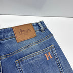 Back Pocket Letter Embroidered Vintage Blue Straight Denim Jeans P141005