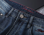 Vintage Embossed Emblem Slim Denim V260822