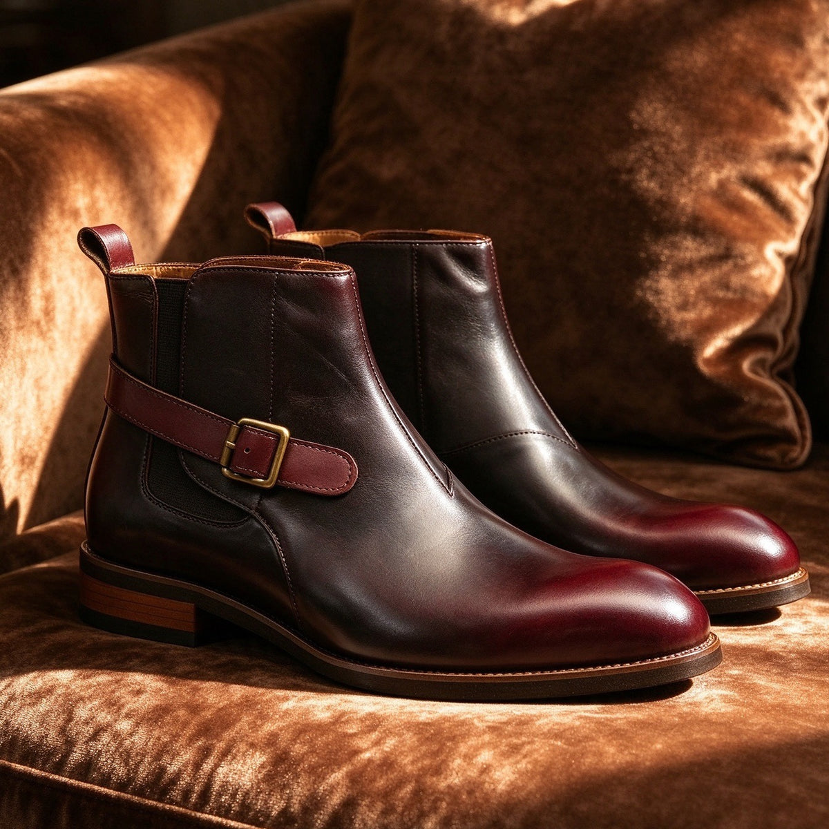 Buckle Chelsea Ankle Boots Elastic Side Dress Boots Y101123